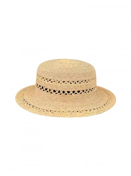 Raffia Handwoven Kawaii Fashion Women Summer Beach Vacation Sun Protection Flat Top Straw Hat