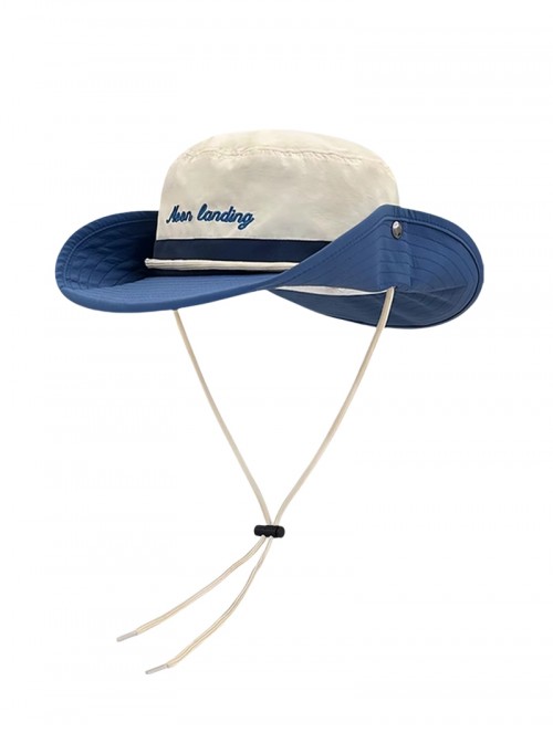 Japanese Retro Workwear Color Block Large Brimmed Kawaii Fashion Universal Summer Hiking Sun Protection Fisherman Hat