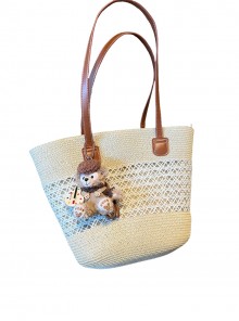 French Country Style Kawaii Fashion Beach Vacation Straw Woven Large Capacity Basket Tote Bag