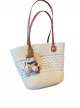 French Country Style Kawaii Fashion Beach Vacation Straw Woven Large Capacity Basket Tote Bag