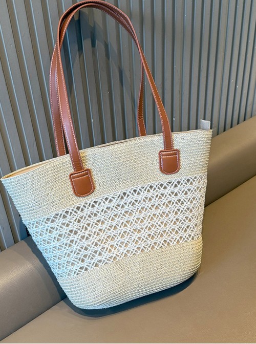French Country Style Kawaii Fashion Beach Vacation Straw Woven Large Capacity Basket Tote Bag