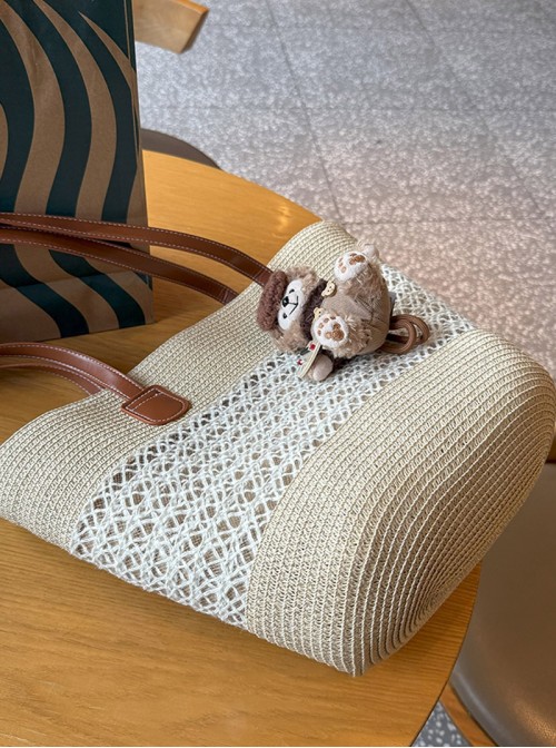 French Country Style Kawaii Fashion Beach Vacation Straw Woven Large Capacity Basket Tote Bag