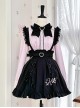 Sakura Jirai Onna Kawaii Fashion Sweet Cool Black Pink Shirt Suspender Skirt Pearl Chain Bowknot Tie Set