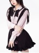 Sakura Jirai Onna Kawaii Fashion Sweet Cool Black Pink Shirt Suspender Skirt Pearl Chain Bowknot Tie Set
