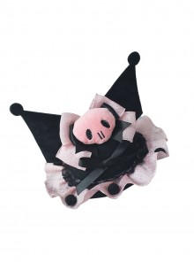 Sweet Cool Black Pink Lolita Kawaii Fashion Skull Bowknot Pointed Ear Ruffle Small Hat