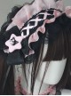 Sweet Cool Black Pink Lolita Kawaii Fashion Star Bowknot Cross Strap Ruffled Lace Hairband