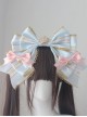 Striped Gold Embossed Sweet Lolita Diamond Crown Luxury Large Bowknot Handcrafted Headband