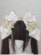 Striped Gold Embossed Sweet Lolita Diamond Crown Luxury Large Bowknot Handcrafted Headband