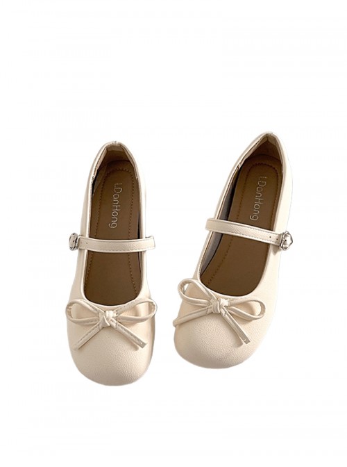 Elegant French Style Daily Commute Wear Sweet Lolita Bowknot Flat Heel Mary Jane Shoes