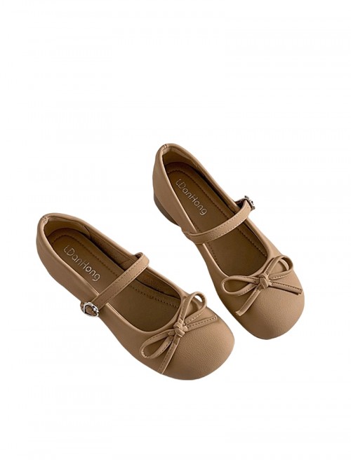 Elegant French Style Daily Commute Wear Sweet Lolita Bowknot Flat Heel Mary Jane Shoes