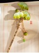 Chinese Style Classic Lolita Green Spring Summer Intangible Cultural Heritage Velvet Flower Ginkgo Leaf Hairpin