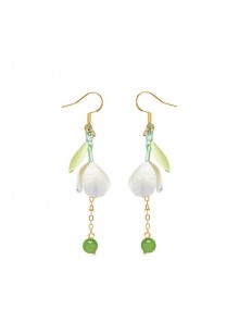 Gardenia Series Classic Lolita Elegant Vintage Hanfu Intangible Cultural Heritage Velvet Flower New Chinese Style Earrings