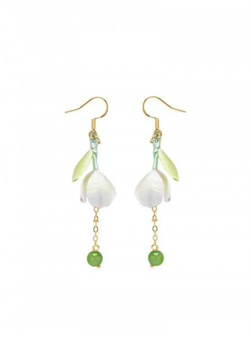 Gardenia Series Classic Lolita Elegant Vintage Hanfu Intangible Cultural Heritage Velvet Flower New Chinese Style Earrings