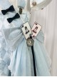 Space Time Alice Series Ouji Fashion Prince Style Lolita Blue White Grid Shirt Suspender Pants Bowknot Ribbon Set