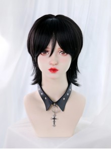Ouji Fashion Quadratic Element Cool Harajuku Daily Versatile Black Stylish Wolf Tail Mullet Wig