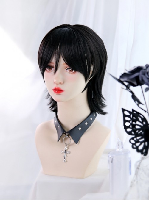Ouji Fashion Quadratic Element Cool Harajuku Daily Versatile Black Stylish Wolf Tail Mullet Wig
