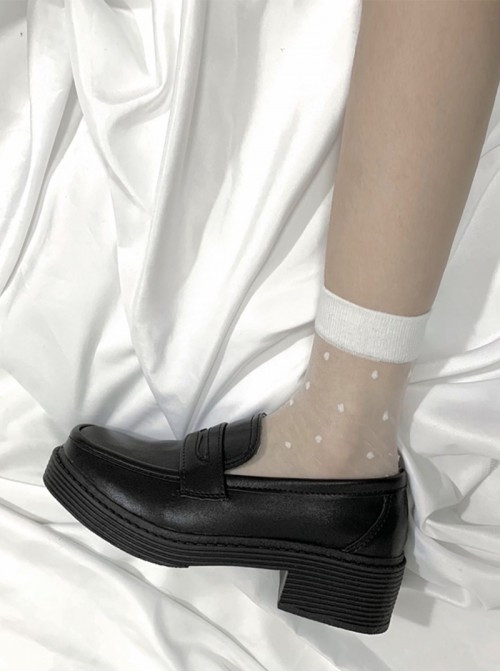 Japanese Mid Heel British Style School Lolita Vintage Basic JK Uniform Oxford Shoes