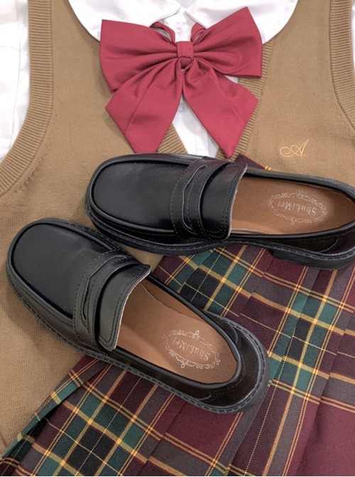 Japanese Mid Heel British Style School Lolita Vintage Basic JK Uniform Oxford Shoes