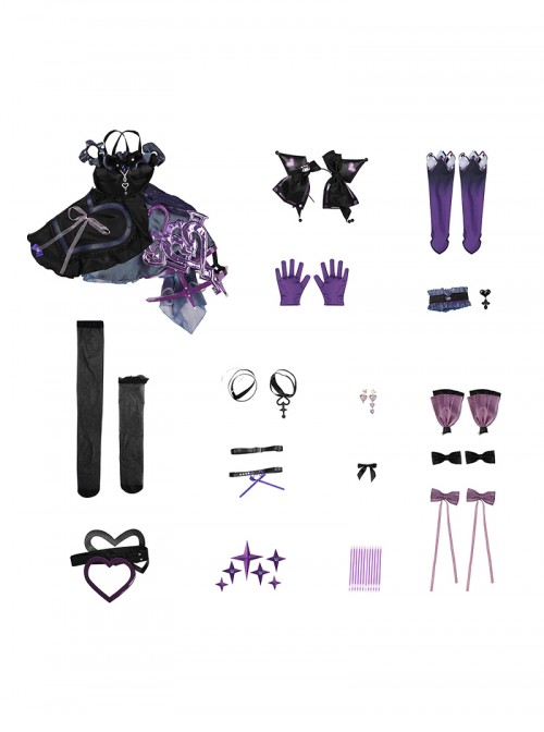 Honor Of Kings Halloween Cosplay X Sanrio Characters Collaboration Kuromi Heart Angela Costume Set