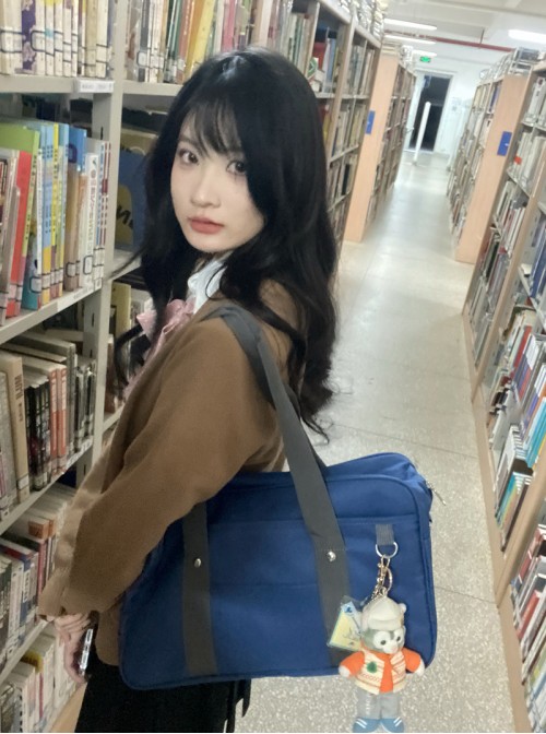 Japanese Student Commute Kawaii Fashion Canvas Campus Basic JK Uniform Tote Shoulder Bag