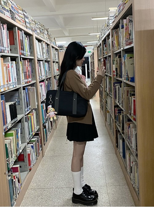 Japanese Student Commute Kawaii Fashion Canvas Campus Basic JK Uniform Tote Shoulder Bag