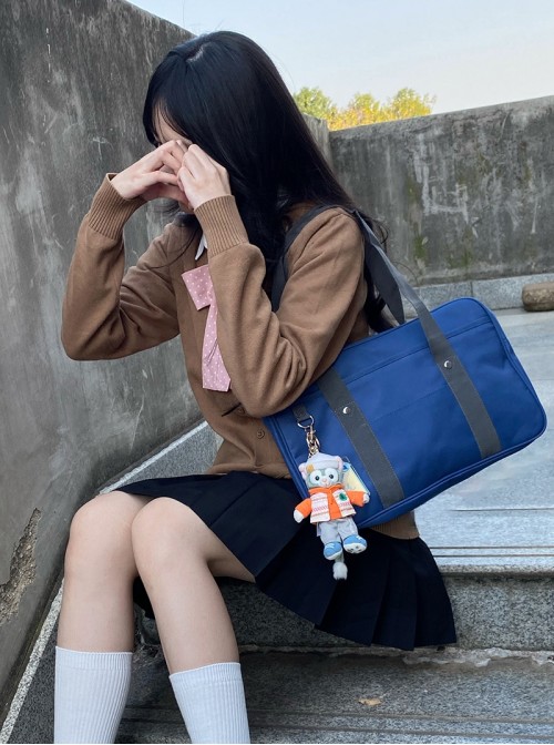 Japanese Student Commute Kawaii Fashion Canvas Campus Basic JK Uniform Tote Shoulder Bag