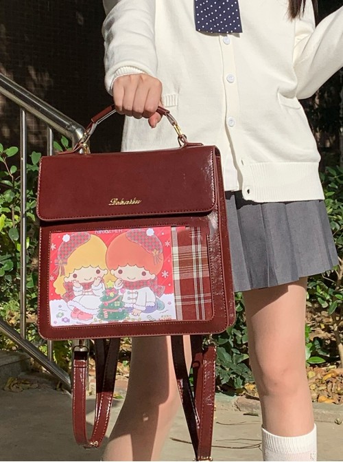 College Versatile Retro Kawaii Fashion Japanese Quadratic Element Shoulder Crossbody Backpack Envelope Itabag