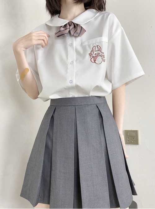 High Waisted School Girl Kawaii Fashion JK Uniform Basic Eight Box Pleated Solid Color Skirt