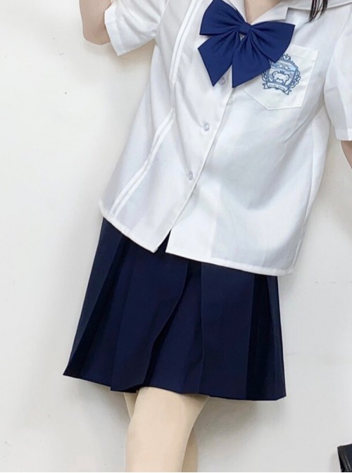 High Waisted School Girl Kawaii Fashion JK Uniform Basic Eight Box Pleated Solid Color Skirt