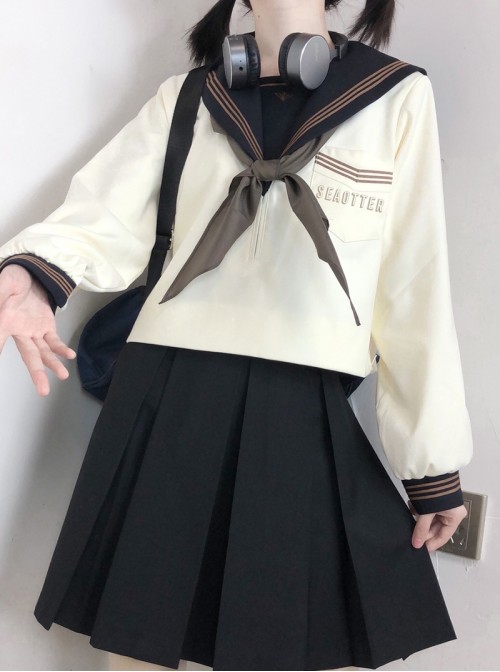 High Waisted School Girl Kawaii Fashion JK Uniform Basic Eight Box Pleated Solid Color Skirt