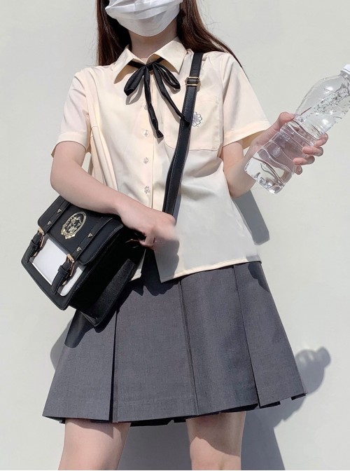 High Waisted School Girl Kawaii Fashion JK Uniform Basic Eight Box Pleated Solid Color Skirt