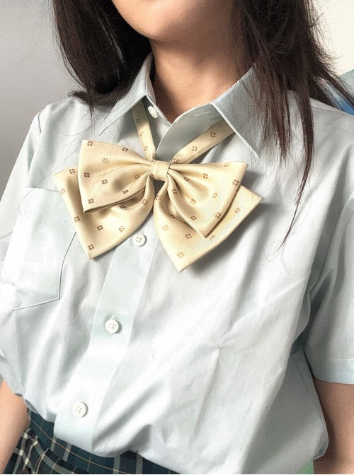 Kawaii Fashion School Girl Style JK Uniform Dainty Plum Blossom Polka Dot Jacquard Bowknot Tie