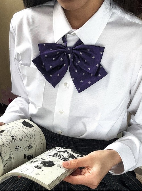 Kawaii Fashion School Girl Style JK Uniform Dainty Plum Blossom Polka Dot Jacquard Bowknot Tie