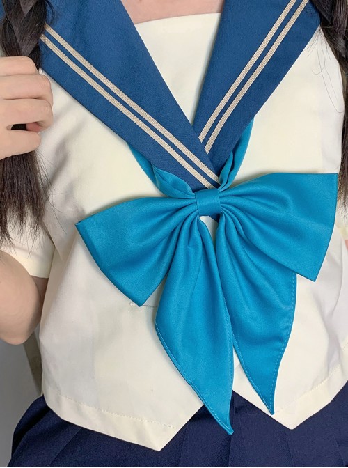 Japanese Style Matte Kawaii Fashion School Girl Sailor Uniform Goldfish Pointed Tail Bowknot Tie