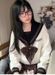 Japanese Style Matte Kawaii Fashion School Girl Sailor Uniform Goldfish Pointed Tail Bowknot Tie