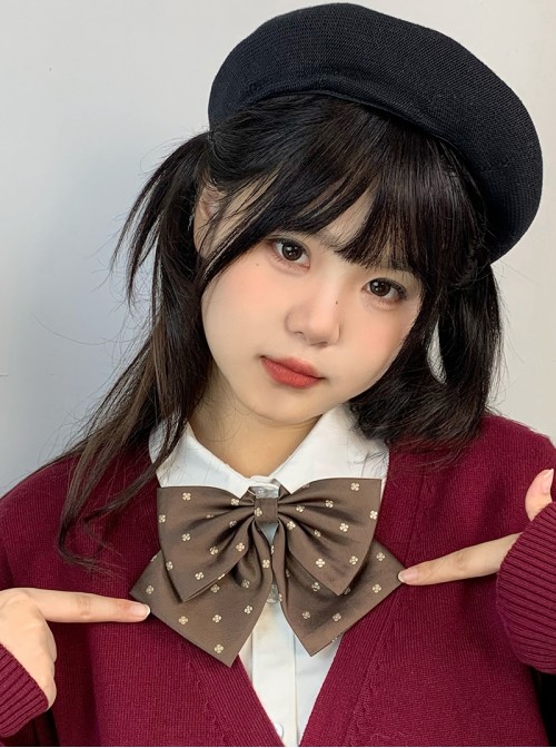 Rabbit Ear Peach Blossom Print Kawaii Fashion Japanese Sweet Bowknot Campus Uniform Bowknot Tie