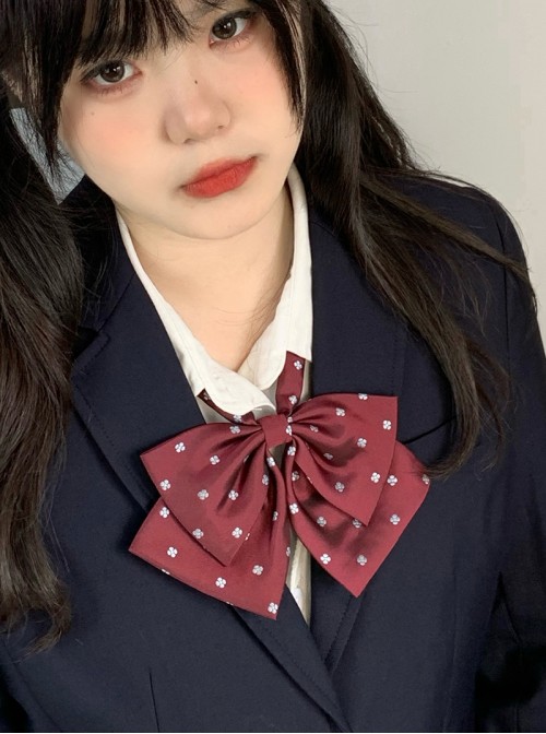 Rabbit Ear Peach Blossom Print Kawaii Fashion Japanese Sweet Bowknot Campus Uniform Bowknot Tie