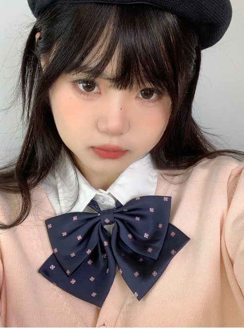 Rabbit Ear Peach Blossom Print Kawaii Fashion Japanese Sweet Bowknot Campus Uniform Bowknot Tie