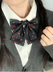 Cute Polka Dot Heart Print Kawaii Fashion Soft Girl Student Uniform Sweet Bowknot Tie