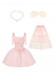 Foam Sea Series Classic Lolita Elegant Rose Fishbone Waist Dress Tulle skirt Necklace Headband Set