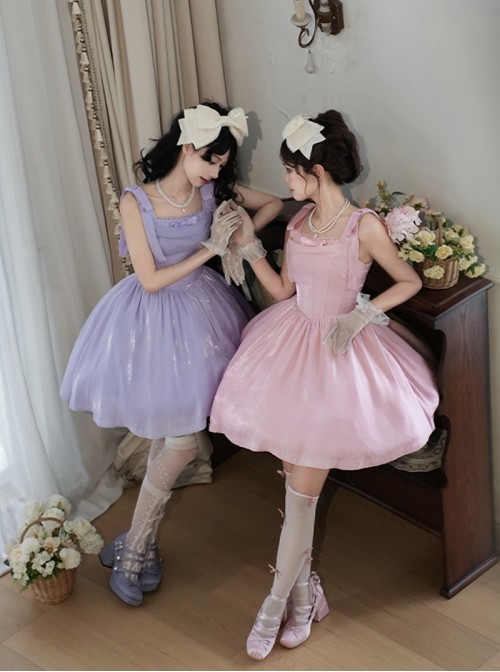 Foam Sea Series Classic Lolita Elegant Rose Fishbone Waist Dress Tulle skirt Necklace Headband Set