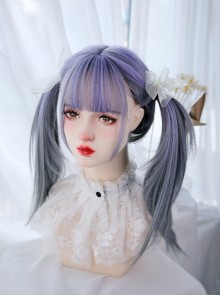 Harajuku Soft Girl Y2K Sweet Lolita Cool Elegant Purple Gray Ombre Long Straight Wig