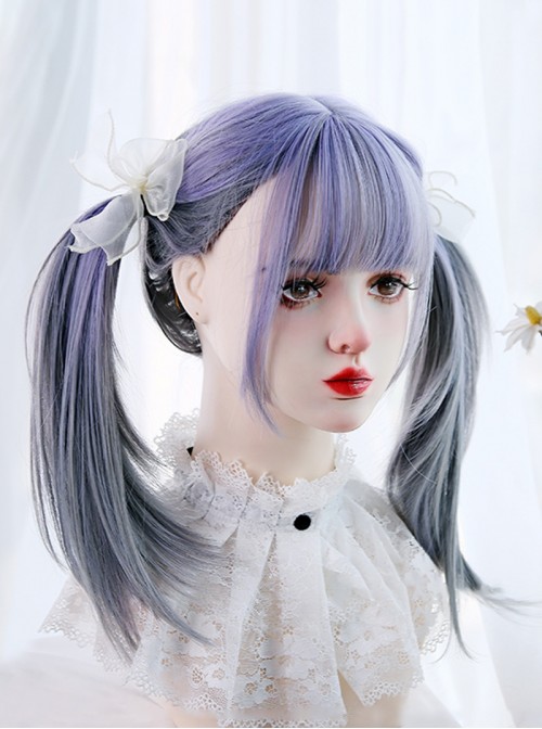 Harajuku Soft Girl Y2K Sweet Lolita Cool Elegant Purple Gray Ombre Long Straight Wig