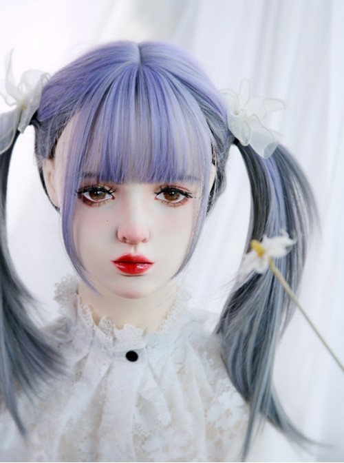Harajuku Soft Girl Y2K Sweet Lolita Cool Elegant Purple Gray Ombre Long Straight Wig