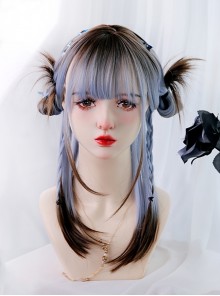 Dawn Beginning Series Sweet Lolita Harajuku Y2K Pampas Blue Brown Ombre Long Straight Wig