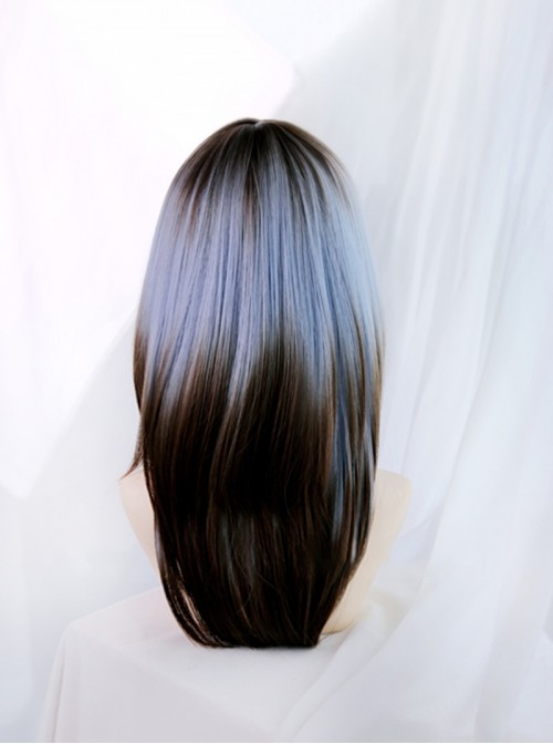 Dawn Beginning Series Sweet Lolita Harajuku Y2K Pampas Blue Brown Ombre Long Straight Wig