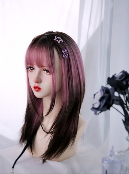 Raspberry Series Sweet Lolita Harajuku Y2K Pink Brown Ombre Long Straight Wig