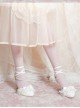 Summer Breeze Series Classic Lolita Elegant Sweet Lace Pearl Chain Bow Pointed Toe Mid Heel Sandals