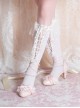 Summer Breeze Series Classic Lolita Elegant Sweet Lace Pearl Chain Bow Pointed Toe Mid Heel Sandals