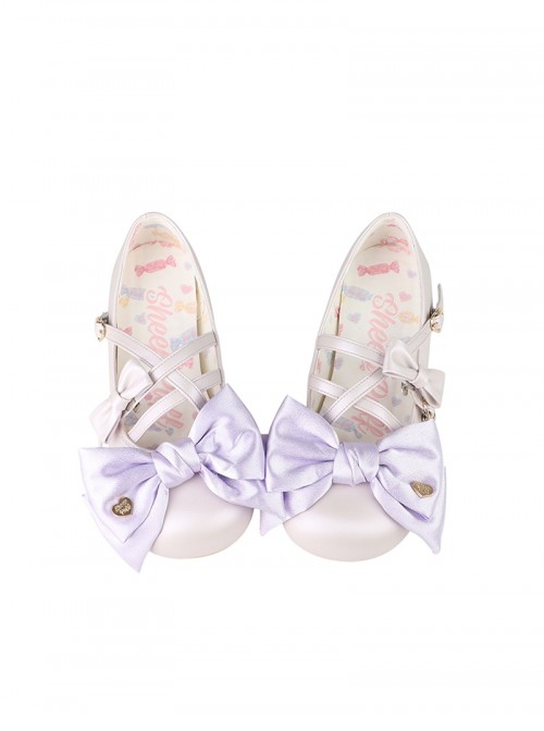 Satin Sugar Series Sweet Lolita Elegant Satin Bowknot PU Low Heel Round Toe Mary Jane Shoes